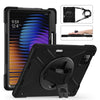 For Xiaomi Pad 7 / 7 Pro Rotatable Holder Silicone Hybrid PC Tablet Case with Shoulder Strap(Black)