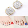 2 PCS Crystal Fake Nail Art Tips Rhinestone Full Cover Toenails Decals Stickers(NO:33)