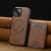 For iPhone 13 mini LC.IMEEKE L3 Series Detachable RFID Card Bag Magsafe Phone Case(Brown)