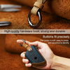 For BMW Blade Style Car Cowhide Leather Key Protective Cover Key Case, Three Keys Version (Blue)