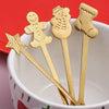 2pcs /Pack Christmas Stainless Steel Spoon Tableware Gift Set, Color: Blue Box Golden Gingerbread+Snowman