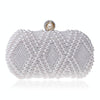 Women Fashion Banquet Party Pearl Handbag Single Shoulder Crossbody Bag (White)