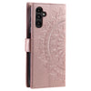 For Samsung Galaxy A36 Totem Flower Embossed Leather Phone Case with Lanyard(Rose Gold)