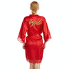 Women Bride Gold Lettering Lace Edge Nightgown, Size:L(Red)