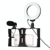 PULUZ 3 in 1 Vlogging Live Broadcast Smartphone Video Rig + Microphone +  4.7 inch 12cm Ring LED Selfie Light Kits with Cold Shoe Tripod Head for iPhone, Galaxy, Huawei, Xiaomi, HTC, LG, Google, and Other Smartphones(Red)