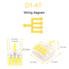 5pcs D1-4T Push Type Mini Wire Connection Splitter Quick Connect Terminal Block(Yellow)