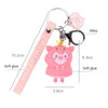 5 PCS MX-80002 Raincoat Piggy Keychain Cute Soft Rubber Doll Car Keyring(Dinosaur)
