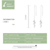 S925 Sterling Silver Simple Style Long Leaves Women Earrings