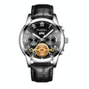 FNGEEN 4001 Men Watch Multi-Function Quartz Watch, Colour: Black leather White Steel Black Surface