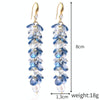 E2204-4 Violet Transparent Scattered Natural Crystal Handmade Earrings Zircon Long Earrings