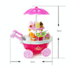 Simulation Small Carts Girl Mini Candy Cart Ice Cream Shop Children Toys with Music and Light(Pink)