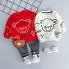 Autumn and Winter Fleece Cartoon Bear Pattern Children Long Sleeve Pullover Top + Pants Set, Height:90cm(Black)