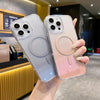For iPhone 14 Pro  Max Gradient Transparent PC MagSafe Phone Case(Gradient Pink)