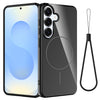 For Samsung Galaxy S25 5G Glossy TPU Shockproof MagSafe Phone Case with Lanyard(Black)