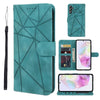 For Samsung Galaxy A36 / A56 5G Skin Feel Geometric Lines Leather Phone Case(Green)