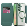For Samsung Galaxy A56 5G Shield MagSafe RFID Anti-theft Rhombus Leather Phone Case(Green)