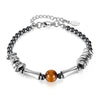 OPK GS1550 Personalized Stainless Steel Black Gallstone Tiger Eye Stone Bracelet