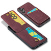 For Samsung Galaxy S25+ 5G Fierre Shann FS-023 Crazy Horse Card Holder Back Cover PU Phone Case(Wine Red)