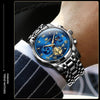 OLEVS 2859 Men Multifunctional Luminous Waterproof Quartz Watch(Black + Blue)