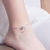 S925 Sterling Silver Inlaid Zircon Girls Foot Ornaments Double Round Bead Anklet(White Gold)