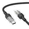 hoco U129 Spirit 1.2m PD27W USB-C / Type-C to 8 Pin Transparent Charging Data Cable(Black)