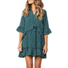 Burst Ruffled Skirt Fashion Dot Dress, Size:M(Green)