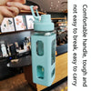 Square Plastic Water Cup with Straw Outdoor Sports Large-Capacity Portable Kettles, Colour: 900ml (Blue)