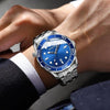 White Steel Black Surface BINBOND B2820 Luminous 30m Waterproof Men Sports Quartz Watch