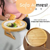 25cm Foldable Sofa Round Tray Home Couch Armrest Pallet, Style: Bamboo