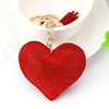 Heart Keychain Leather Tassel Gold Key Holder Metal Crystal Key Chain Keyring Charm Bag Auto Pendant Gift(red)