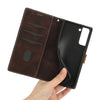 For Samsung Galaxy S21 5G Grid Stitching Leather Phone Case with Lanyard(Brown)