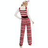 Autumn and Winter Knitted Back Pants Christmas Snowflake Knitted Jumpsuit, Size: L(Red)