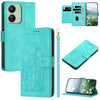 For Redmi 13C 4G / 5G Tulips Embossed Leather Phone Case with Lanyard(Green)
