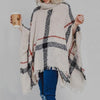 Women Mid-Length Turtleneck Sweater Fringed Cloak Shawl, Size: Free Size(Black)