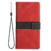 For iPhone 11 Pro Max Grid Stitching Leather Phone Case with Lanyard(Red)