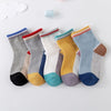 5 Pairs / Pack Spring And Summer Children Socks Combed Cotton Tube Socks L(Mixed Colors Horizontal Stripes)