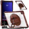 For Samsung Galaxy Tab A9+ Rotation Grip Holder TPU Hybrid Clear PC Tablet Case(Chocolate)