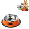 Non-Slip Cat Food Bowl, Stainless Steel, Orange, 11x15.5cm