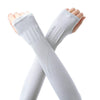 2 Pairs Long Ice Silk Sunscreen Sleeves Cycling Driving Outdoor UV Arm Oversleeve,  Length: 38cm(Gray)(Gray)