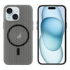 For iPhone 15 PC Corrugated MagSafe Phone Case(Black)