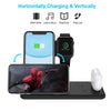 Q20 4 In 1 Wireless Charger Charging Holder Stand Station with Adapter For iPhone / Apple Watch / AirPods, Support Dual Phones Charging (Black)