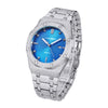 CAGARNY 6885 Simple Stone Surface Quartz Steel Band Watch For Men(Silver Shell Blue Surface)