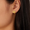 OPK GE940 1pair Vintage Stainless Steel Peach Heart Stripe Earrings(Gold)