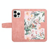 For iPhone 14 Pro Max Floral Pattern Leather Phone Case with Lanyard(Pink)
