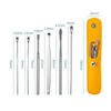 6 In 1 Stainless Steel Spring Spiral Portable Ear Pick, Specification: Black Leather Case