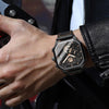 BINBOND B6577 30M Waterproof Luminous Square Quartz Watch, Color: Black Leather-White-White