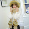Autumn and Winter One-piece Warm Scarf Gloves Bomber Hats for Women, Size:One Size(Khaki)