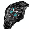 SKMEI 1538 Multi-Function Time Large Dial Steel Belt Men  Casual Sports Electronic Watch(Black-Steel Belt)