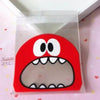 100 PCS Cute Big Teech Mouth Monster Plastic Bag Wedding Birthday Cookie Candy Gift OPP Packaging Bags, Gift Bag Size:7x7cm(Red)