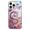 For iPhone 15 Pro Double Layer IMD Pattern TPU Phone Case(Pink snake)